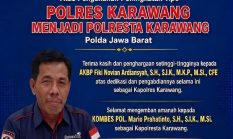 Bendahara DPD APPI Karawang M. Supartawijaya Sampaikan Ucapan Selamat atas Pengukuhan Polres Karawang Menjadi Polresta Karawang